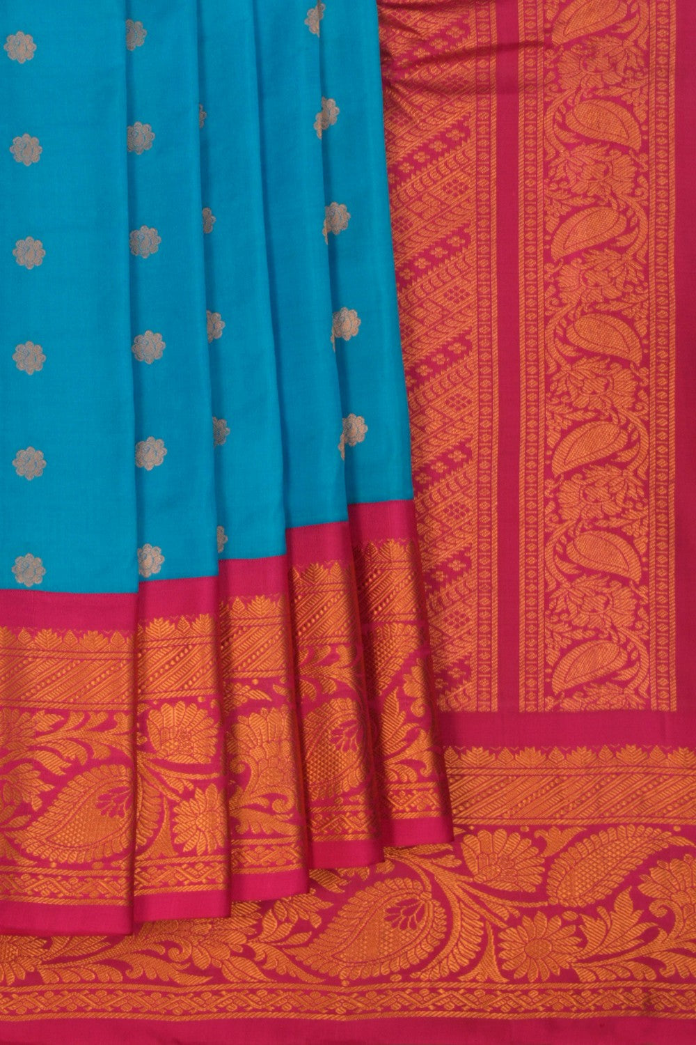 Image of Gadwal Silk Blue Saree